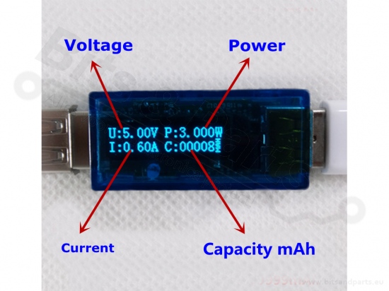 USB Tester met blauw OLED scherm 